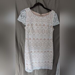 Eliza J Cream Lace Mini Dress